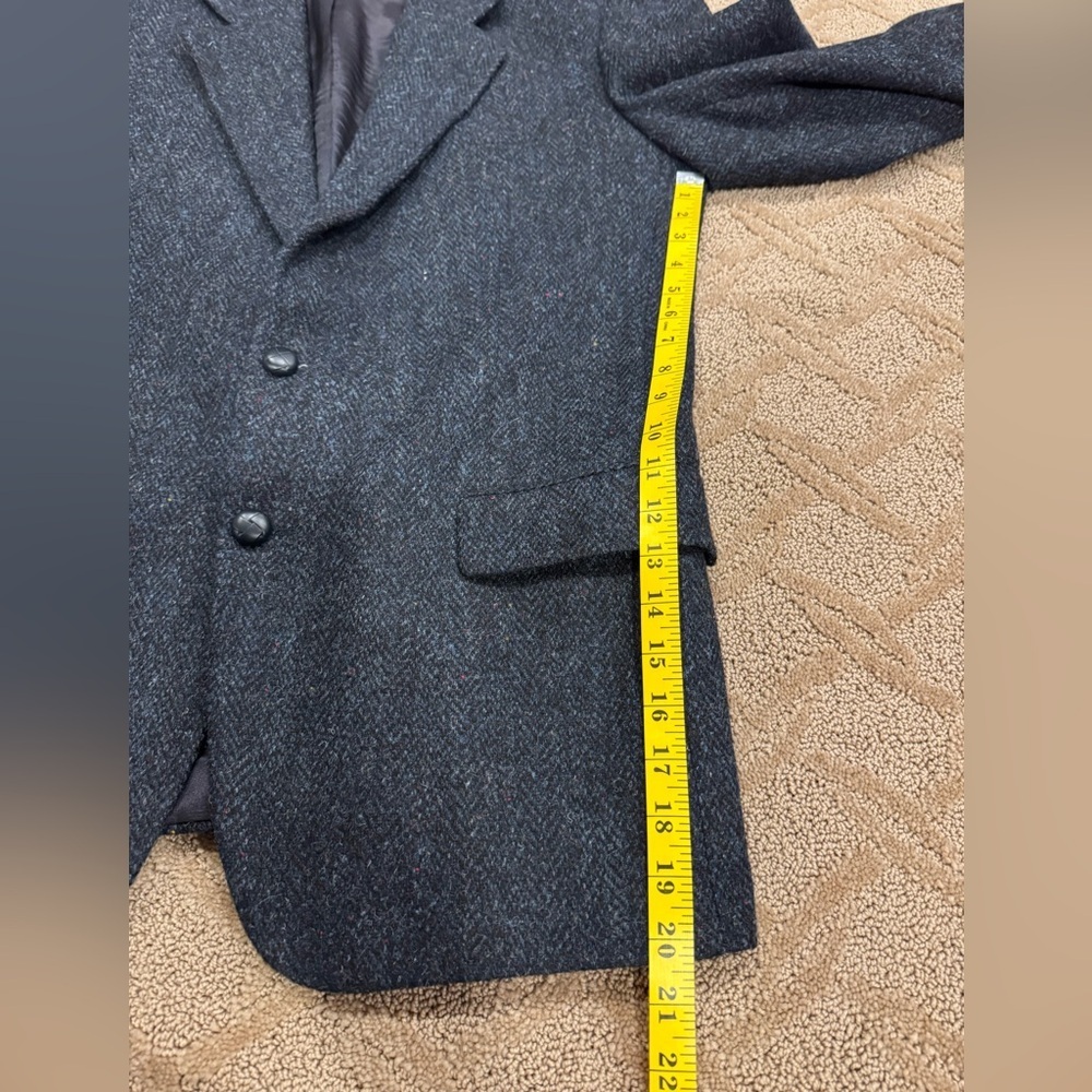 Vintage Harris Tweed Sport Coat Mens 42R Navy Blue Stripe Wool Made in Canada - Picture 9 of 14
